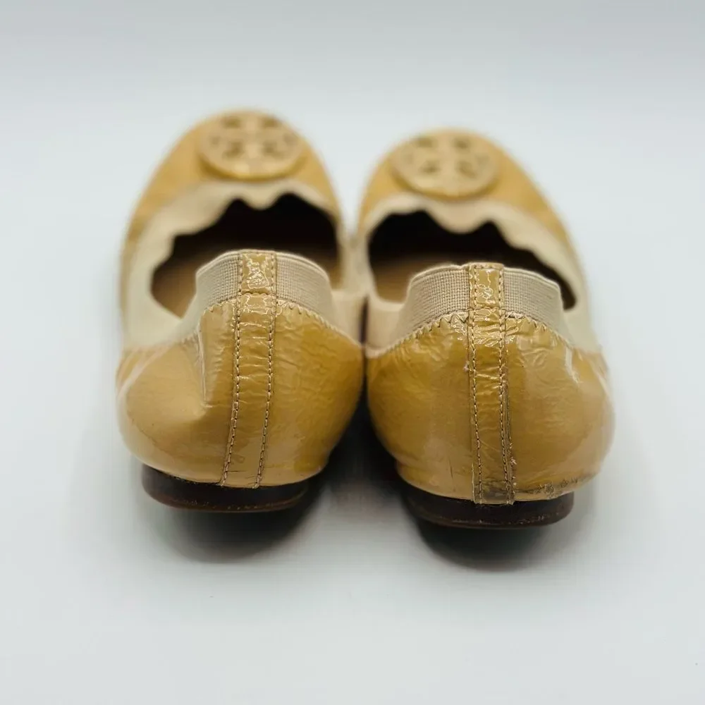 Tory Burch Women's Carolina Tan Patent Leather Ballet Flats Size 8